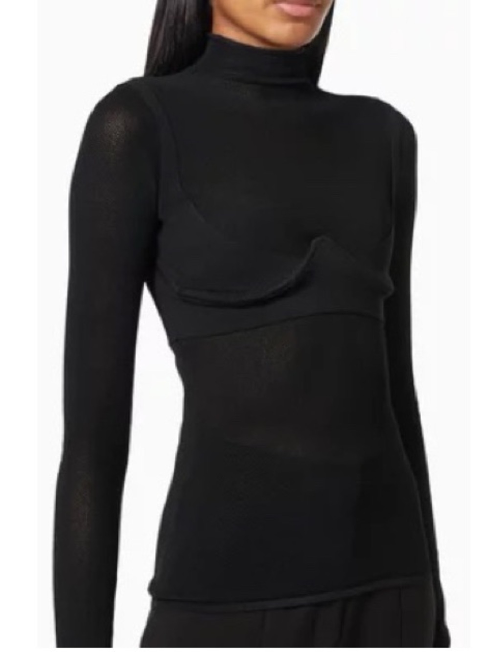 Dion Lee Moulded Mesh Stretch Knit Long Sleeve Top Black